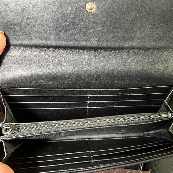 Gucci Dark Black Guccissima Leather Metal Flap Wallet - Picture 2 of 5